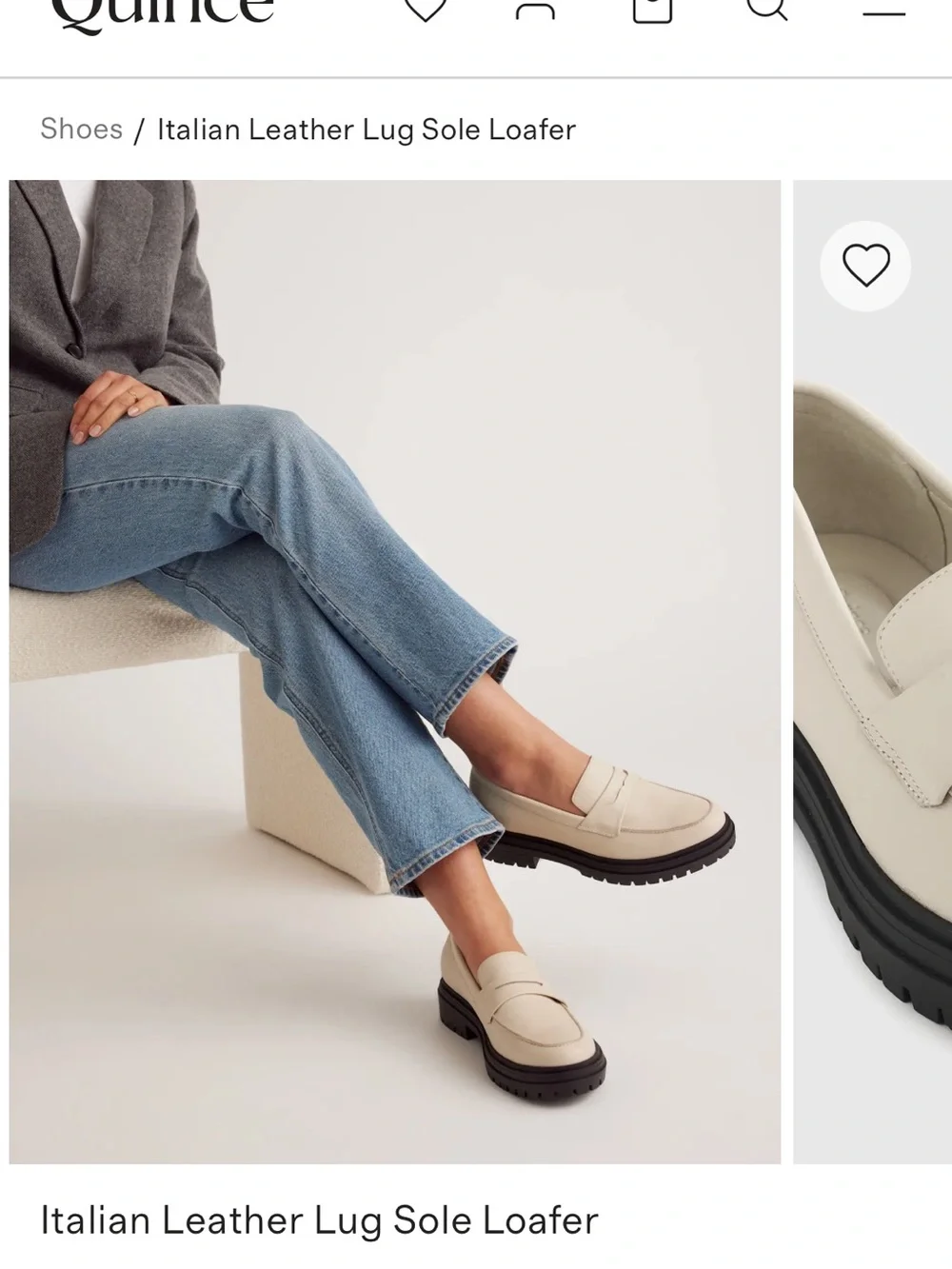 Quince Cream Italian Leather Lug Sole Loafer